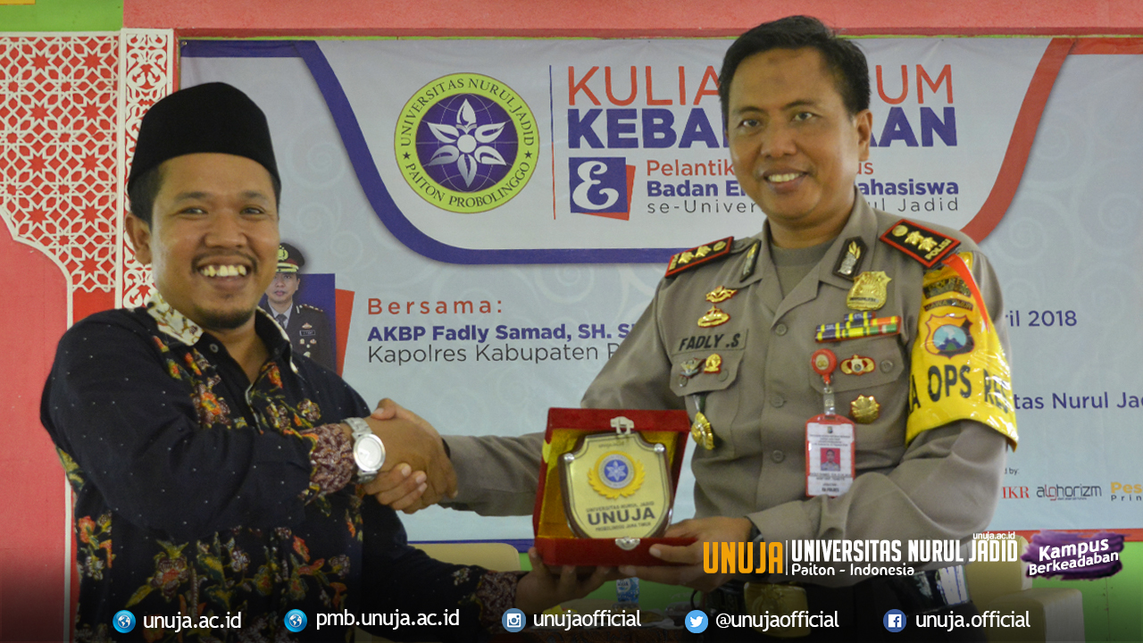 Kuliah Umum Kebangsaan dan Pelantikan BEM Universitas Nurul Jadid bersama Kapolres Kab. Probolinggo