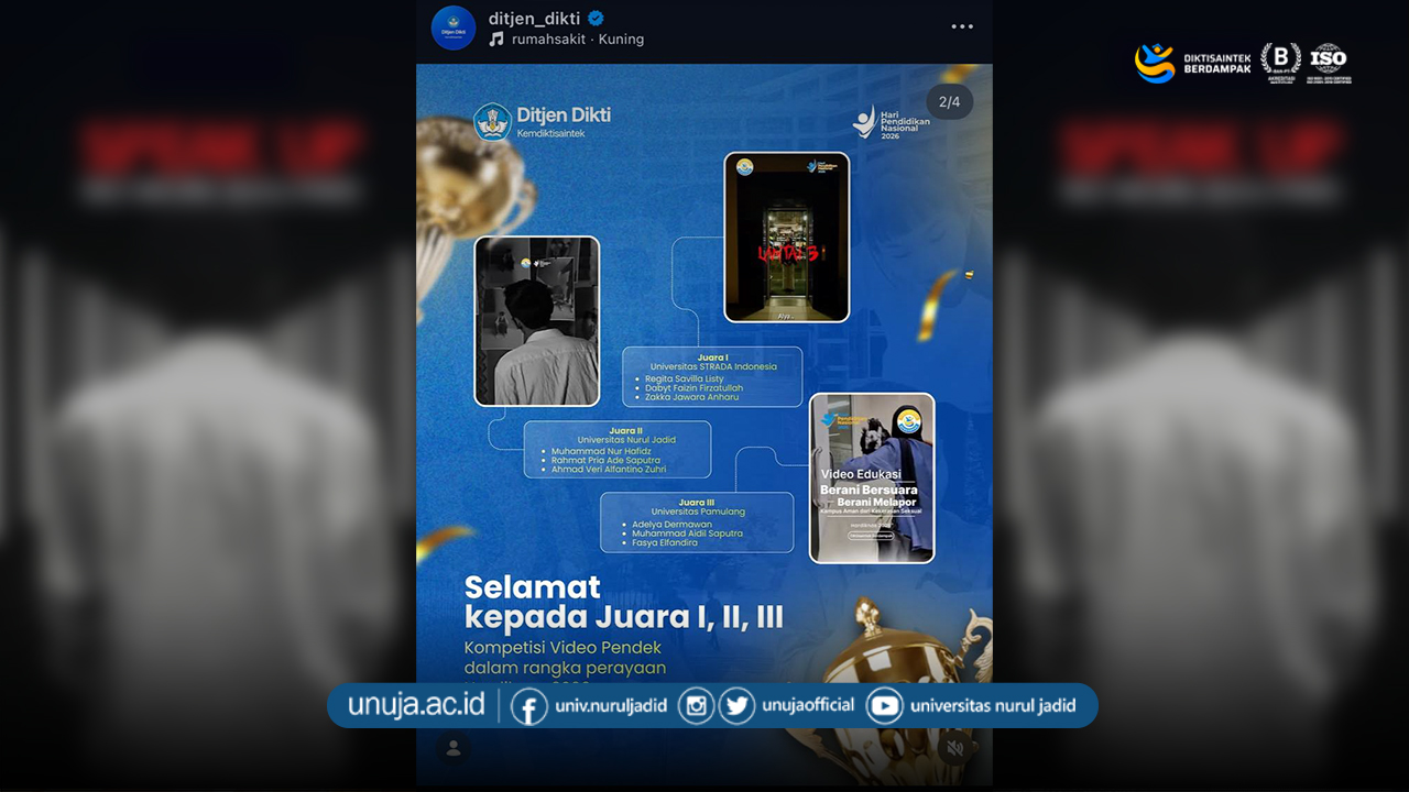 Video “Speak Up” Karya Mahasiswa KPI UNUJA Raih Juara II Nasional Video “Speak Up” Karya Mahasiswa KPI UNUJA Raih Juara II Nasional