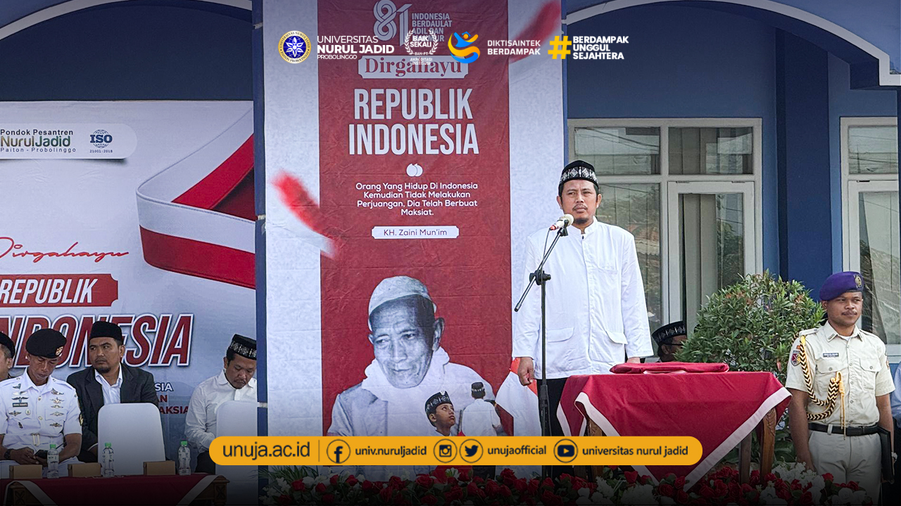 Upacara HUT ke-81 RI di UNUJA, Rektor Ajak Santri Teguhkan Panca Kesadaran Santri