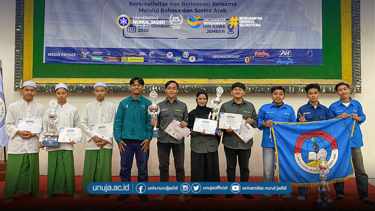 Tim El-Quds PBA UNUJA Raih Juara 1 Debat Bahasa Arab di Ajang Nasional MATHLA’ VI 2026 Tim El-Quds PBA UNUJA Raih Juara 1 Debat Bahasa Arab di Ajang Nasional MATHLA’ VI 2026